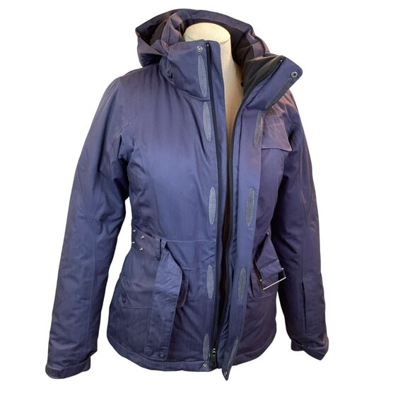 North Face HyVent 550 Down Womens S/P Hooded Belted Winter Jacket Lavender - Picture 7 of 13